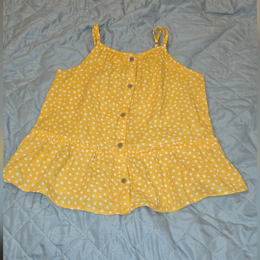 Cat & Jack Yellow and White Polka Dot Top With Adjustable Straps